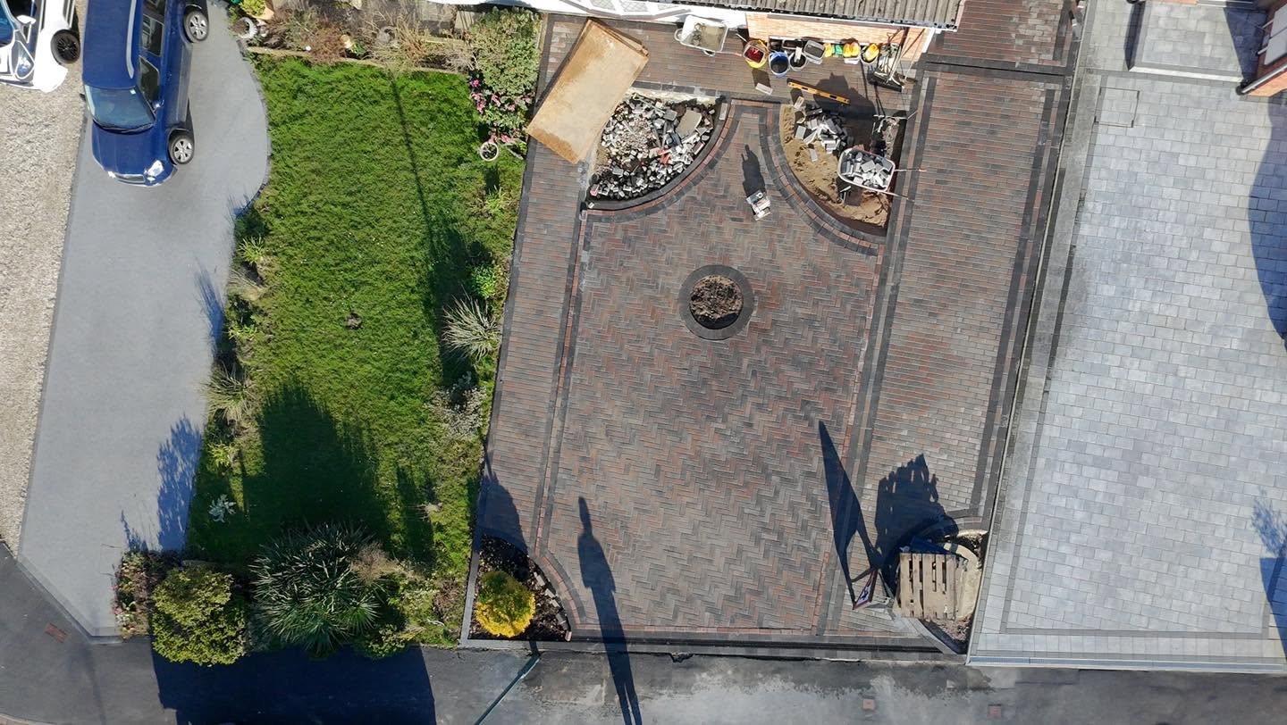 From above: the old driveway before work started